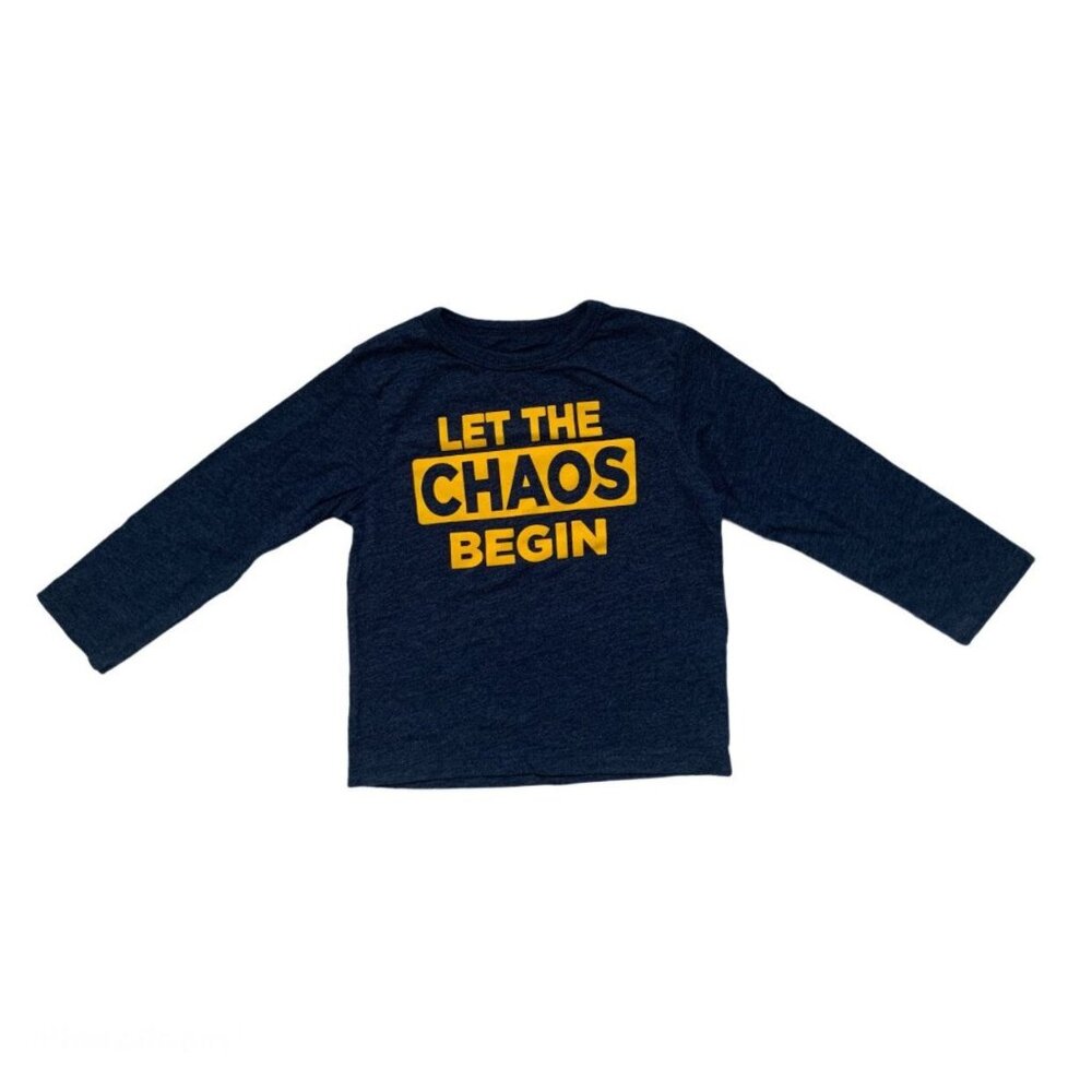 Children's Place “Let the Chaos Begin” Navy Long Sleeve Shirt Size 2T EUC